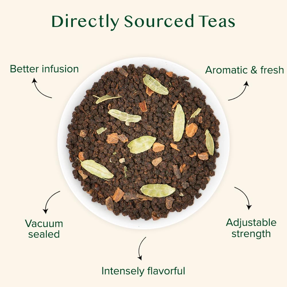 VAHDAM, India's Original Masala Chai Tea Loose Leaf 340g (170+ Cups) Blend Of Black Tea - Masala Chai Tea With Cinnamon, Cardamom, Cloves & Black Pepper | Vacuum Sealed Pack | Packaging May Vary