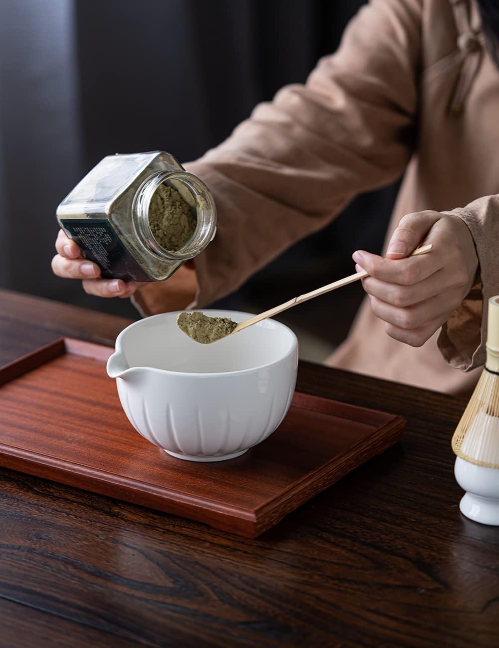 TANG PIN Matcha Set - Match Bowl and Whisk (White)